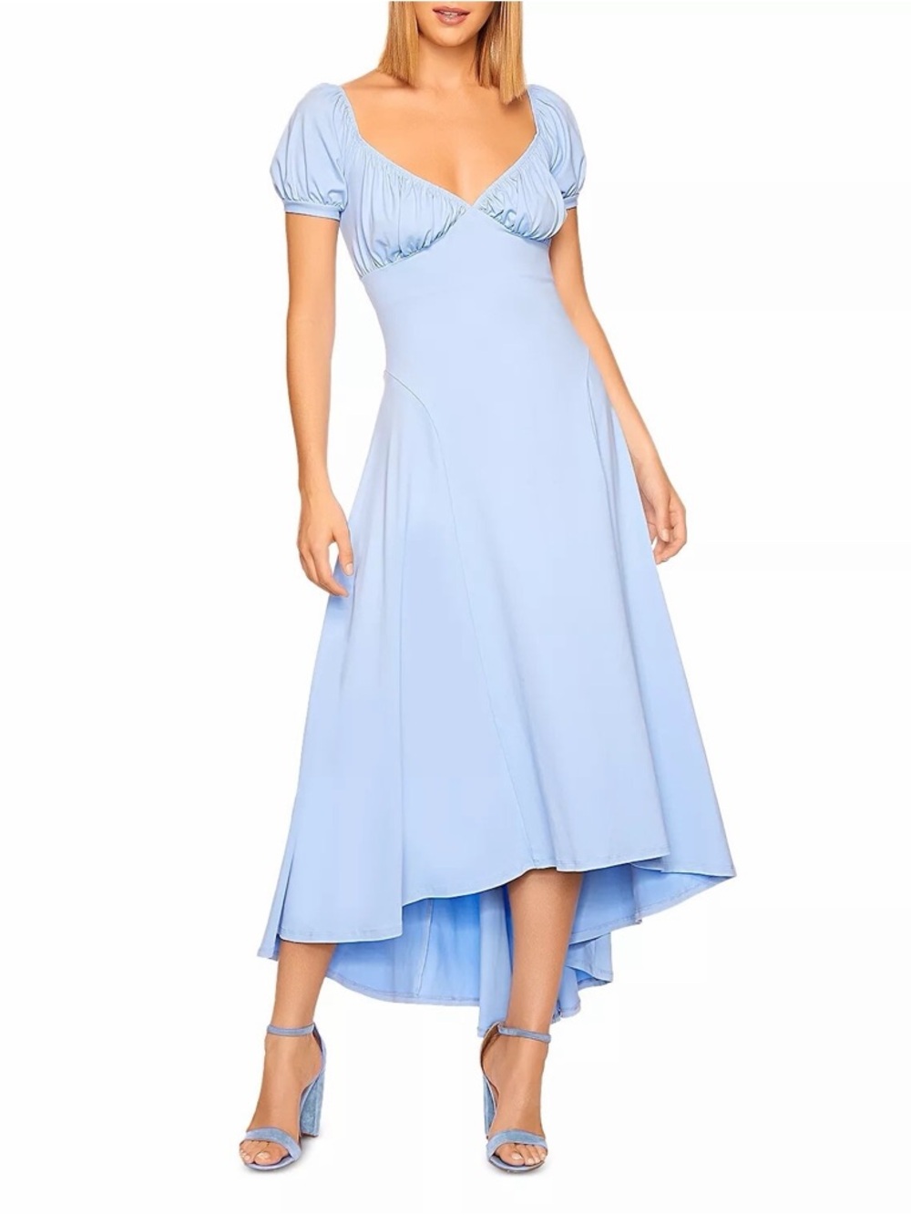 Susana Monaco Sky Blue Puff-Sleeve High-Low Dress